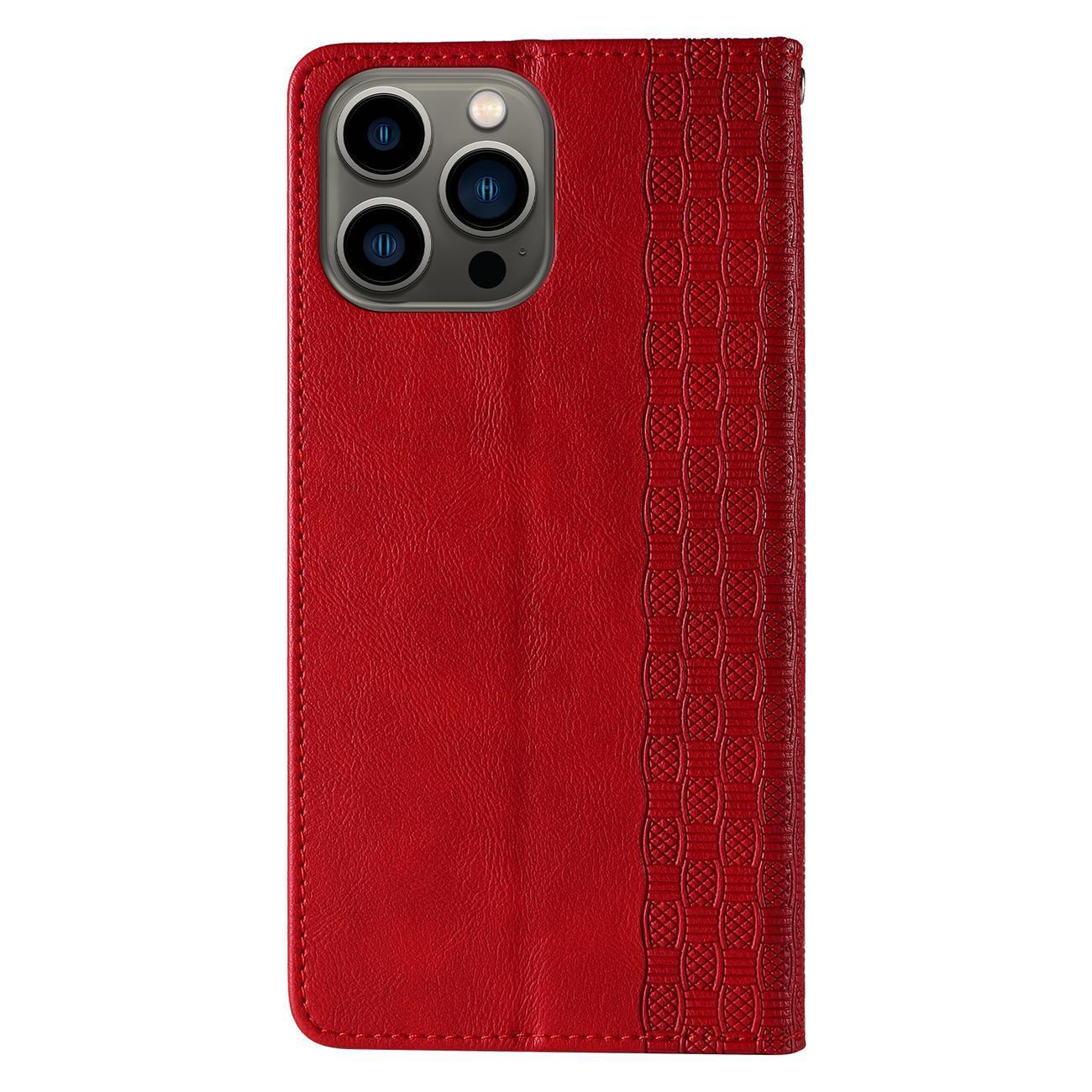Magnet Strap dėklas iPhone 14 Pro – raudonas, piniginė