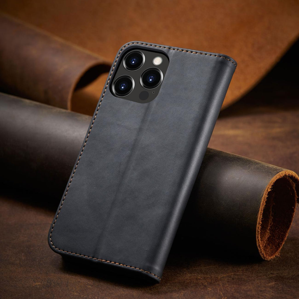 Atverčiamas dėklas iPhone 14 Plus su pinigine – juodas
