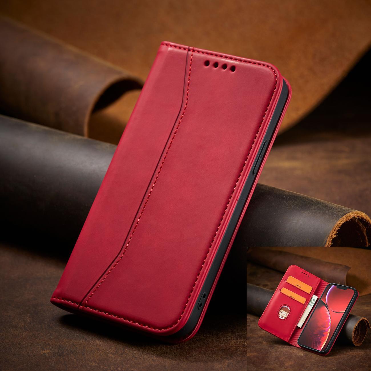 Magnet Fancy Case dėklas iPhone 14 Pro – raudonas