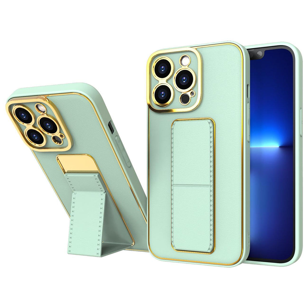 Silikoninis dėklas su stovu iPhone 13 Pro – žalias
