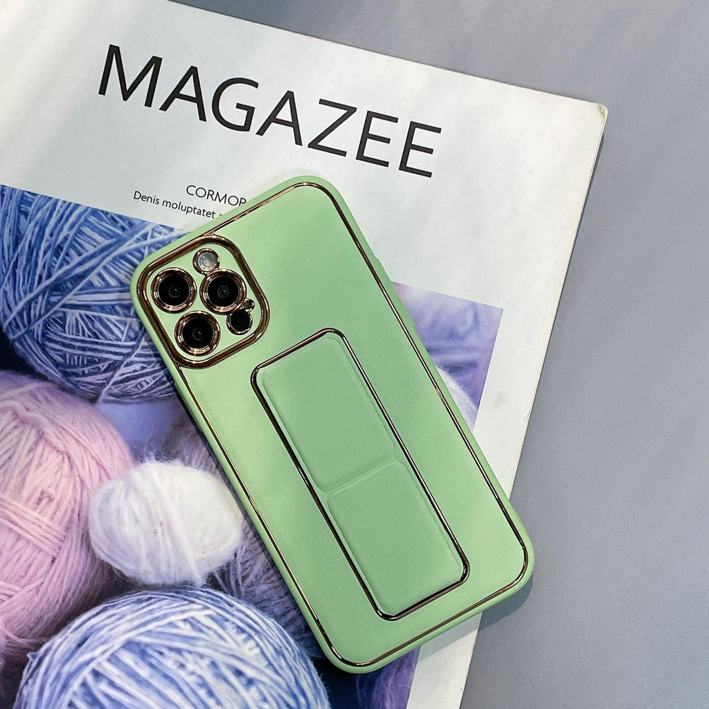 Silikoninis dėklas su stovu iPhone 13 Pro Max – žalias