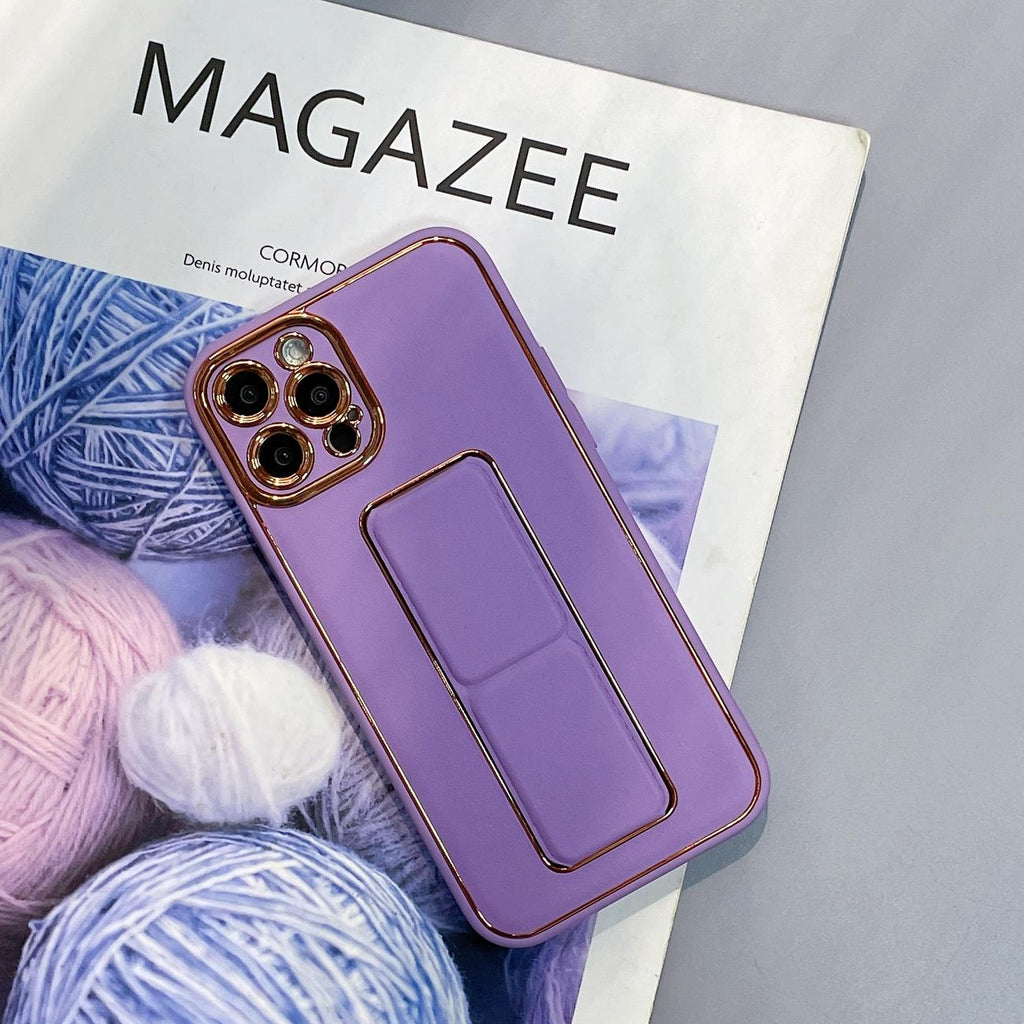 Silikoninis dėklas su stovu iPhone 13 Pro Max – violetinis