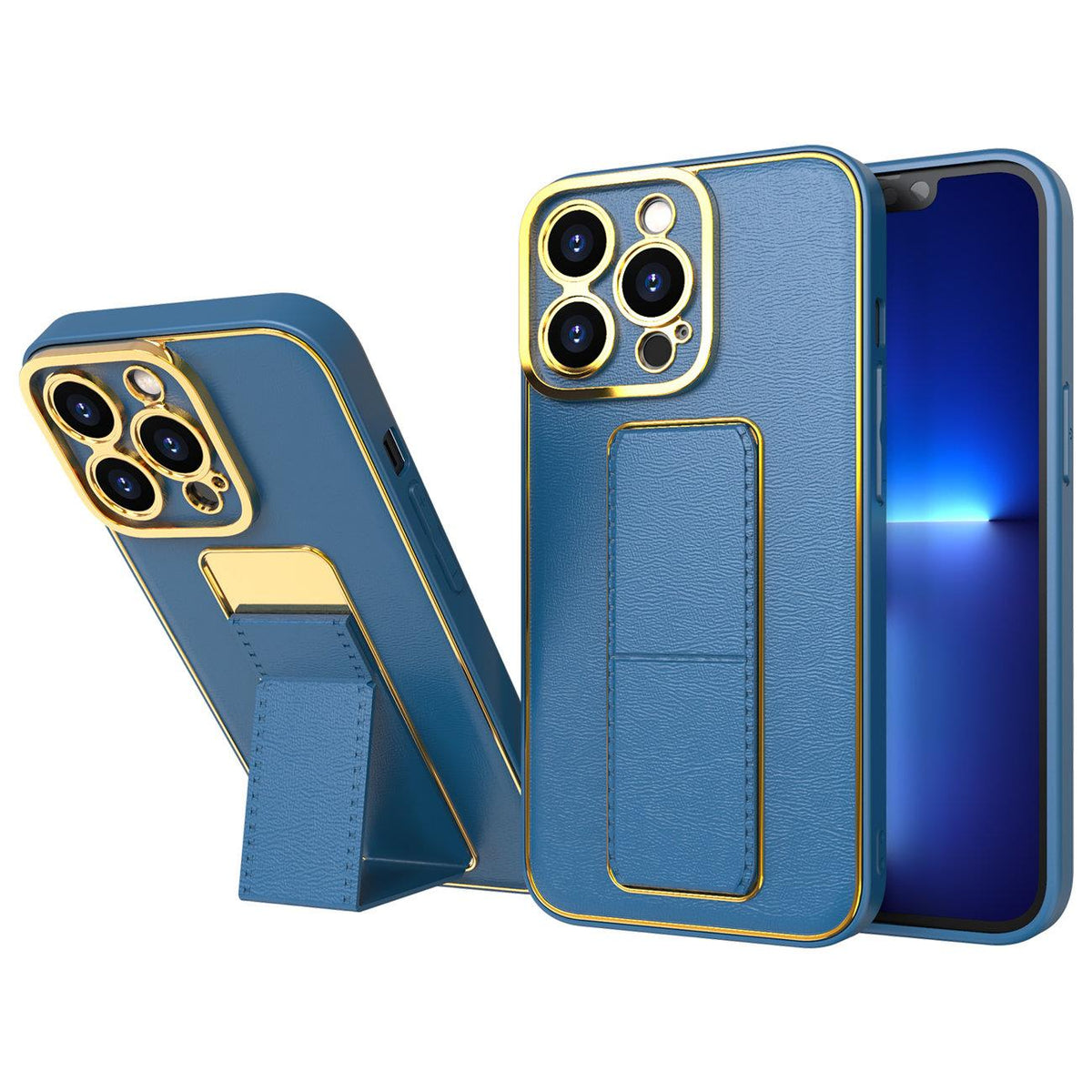Kickstand dėklas iPhone 12 – mėlynas, su stovu -- iPhone 12