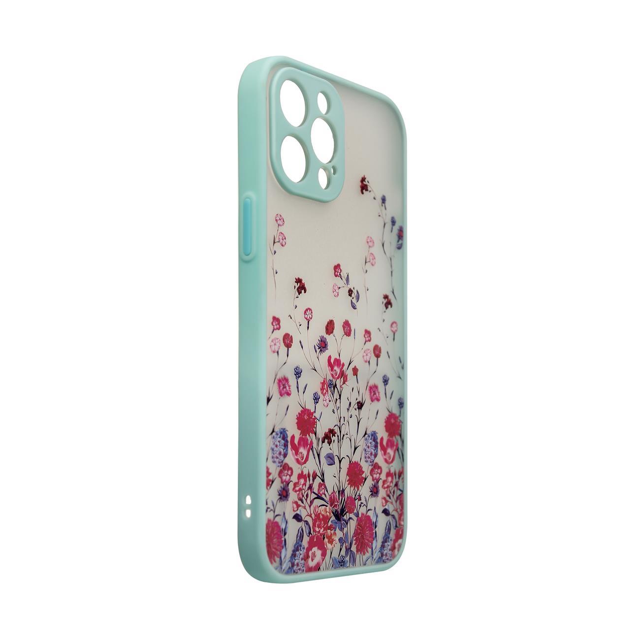 Skaidrus gėlių dėklas iPhone 12 Pro – šviesiai mėlynas -- iPhone 12 Pro