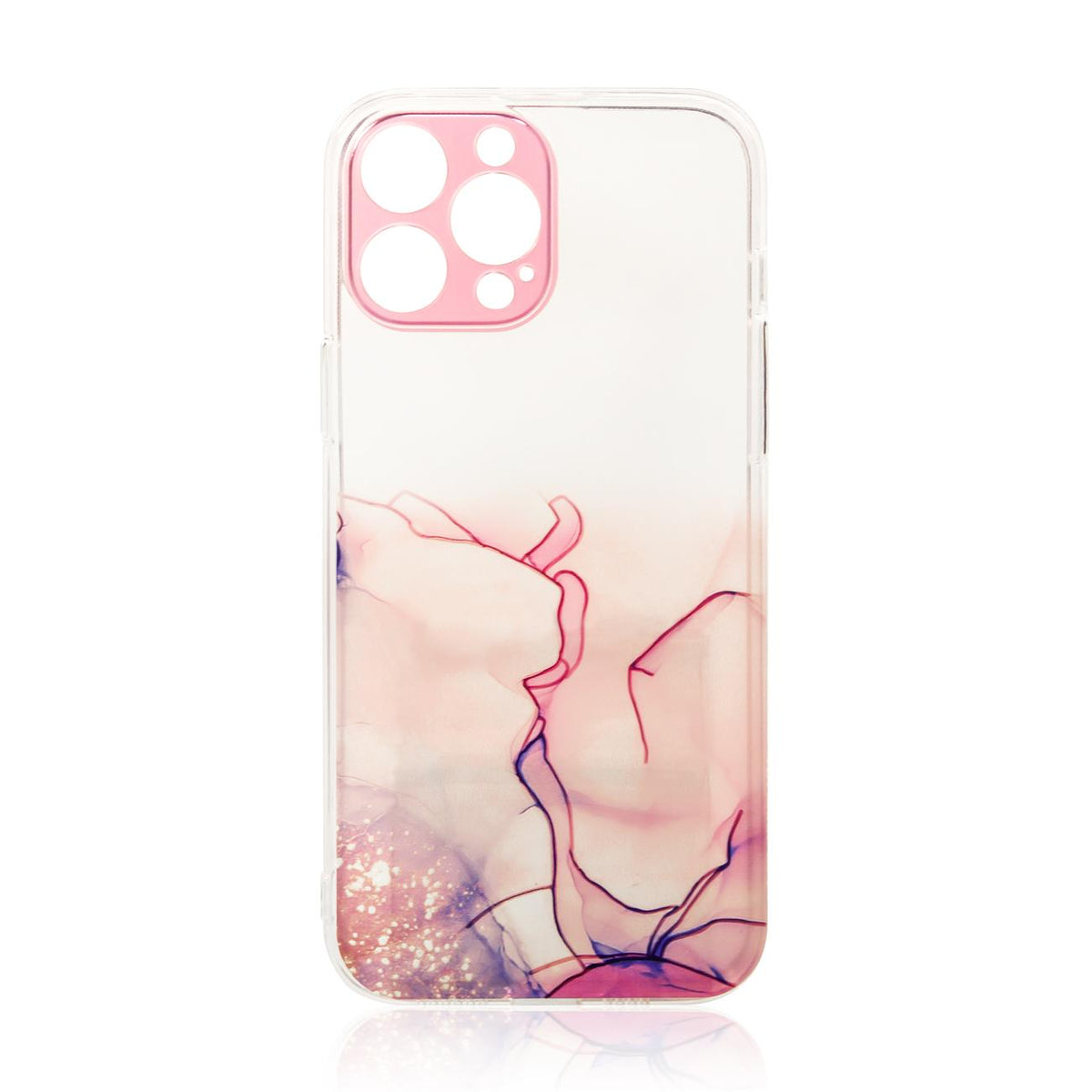 Skaidrus marmurinis dėklas iPhone 12 Pro – rožinis -- iPhone 12 Pro