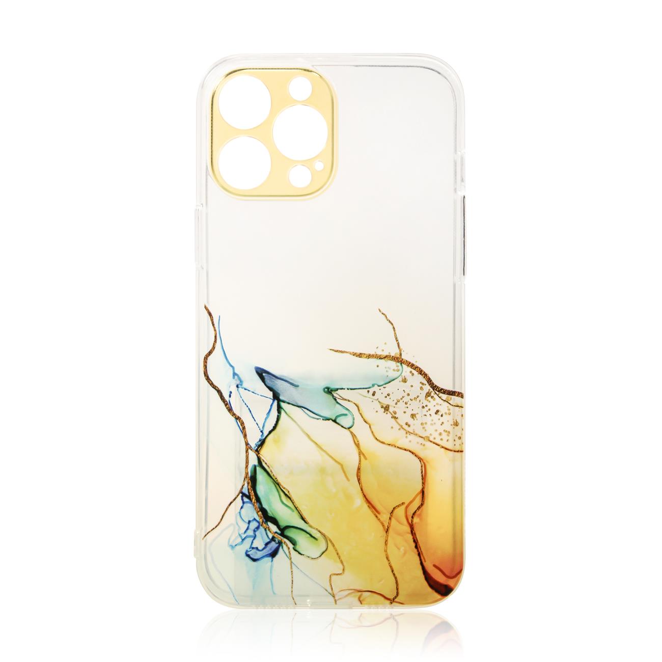Skaidrus marmurinis dėklas iPhone 12 Pro – oranžinis -- iPhone 12 Pro
