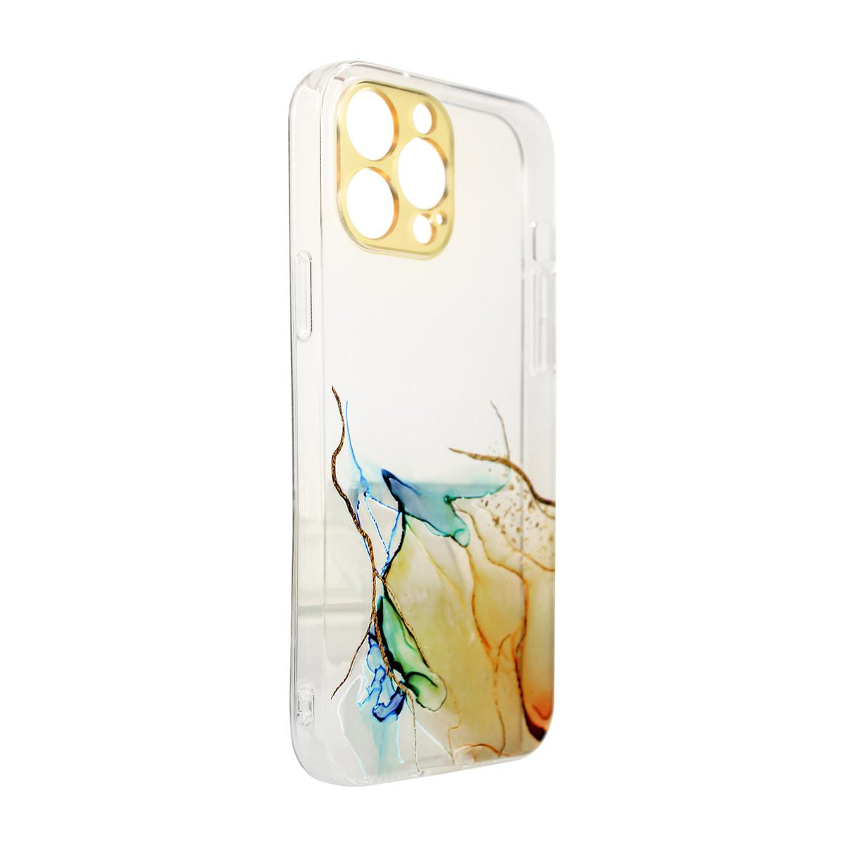 Skaidrus marmurinis dėklas iPhone 12 Pro – oranžinis -- iPhone 12 Pro