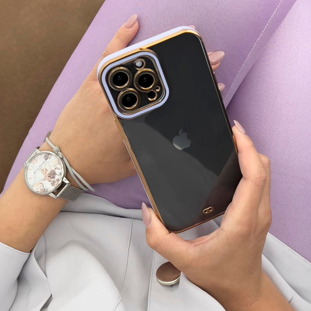Skaidrus dėklas iPhone 12 Pro – violetinis, auksinis -- iPhone 12 Pro