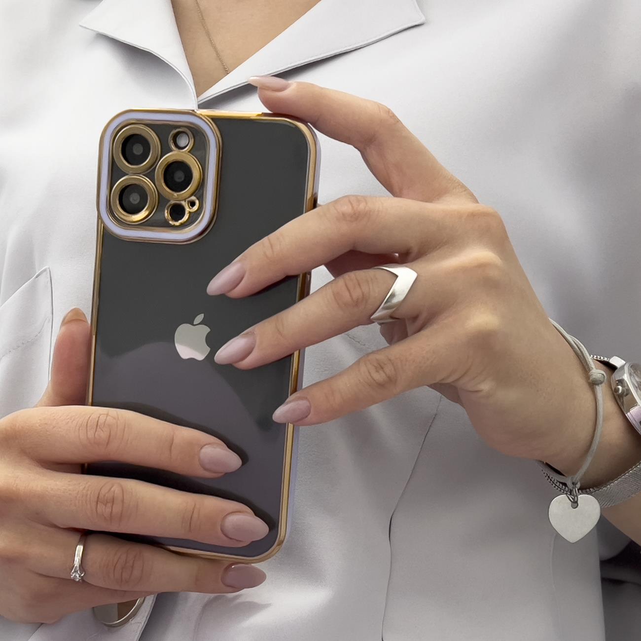 Skaidrus dėklas iPhone 12 Pro – violetinis, auksinis -- iPhone 12 Pro