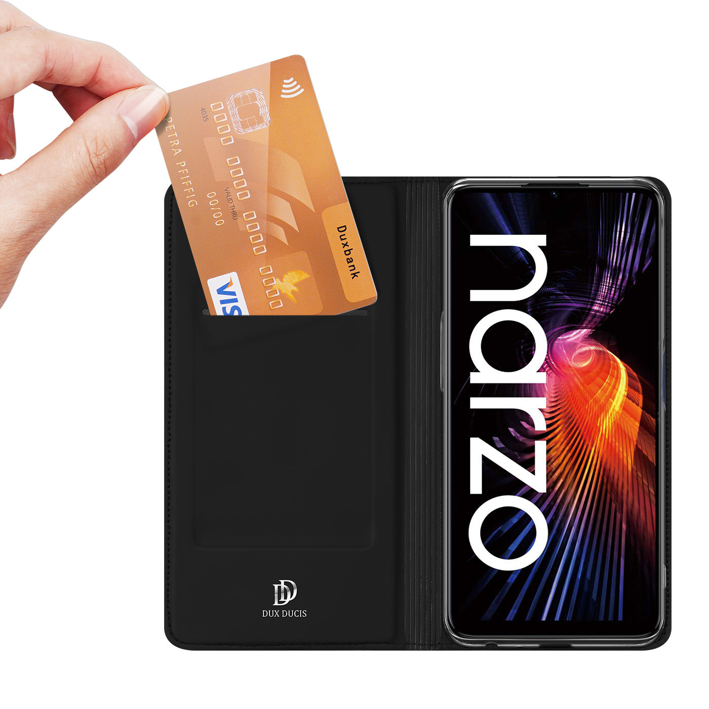 Dux Ducis Skin Pro atverčiamas dėklas Realme Narzo 50A – juodas -- Realme Narzo 50A