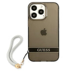 Guess skaidrus dėklas iPhone 13/13 Pro su dirželiu – juodas