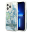 Guess dėklas iPhone 13/13 Pro – žalias, Flower Liquid Glitter
