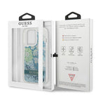 Guess dėklas iPhone 13/13 Pro – žalias, Flower Liquid Glitter