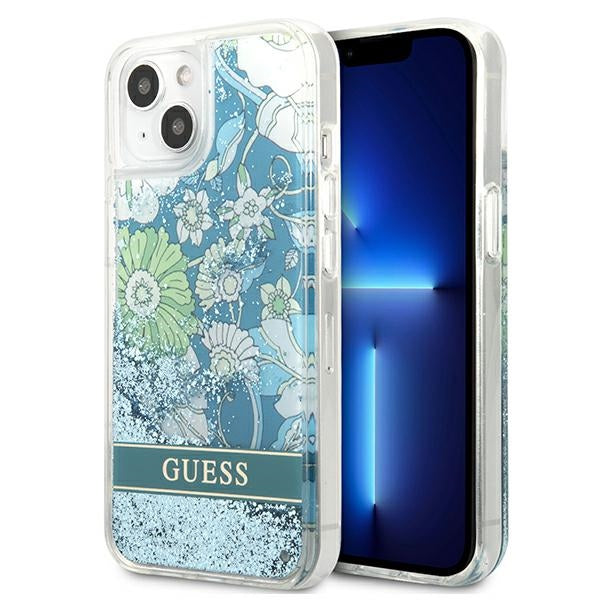 Guess dėklas iPhone 13 – žalias su blizgučiais -- iPhone 13