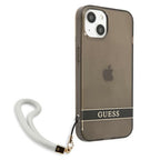 Guess skaidrus dėklas iPhone 13 mini – juodas su dirželiu