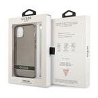 Guess skaidrus dėklas iPhone 13 mini – juodas su dirželiu