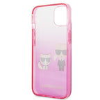 Karl Lagerfeld Gradient Ikonik Karl&Choupette dėklas iPhone 13 mini - rožinis