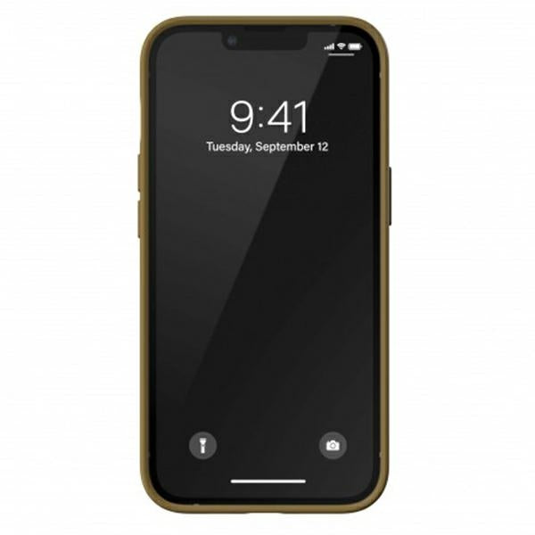Adidas OR PU dėklas iPhone 13 Pro Max – smėlio/aukso
