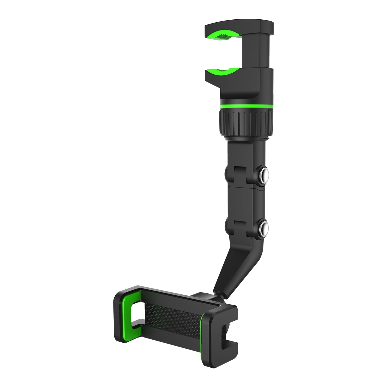 Reguliuojamas automobilio galinio vaizdo veidrodėlio laikiklis išmaniajam telefonui