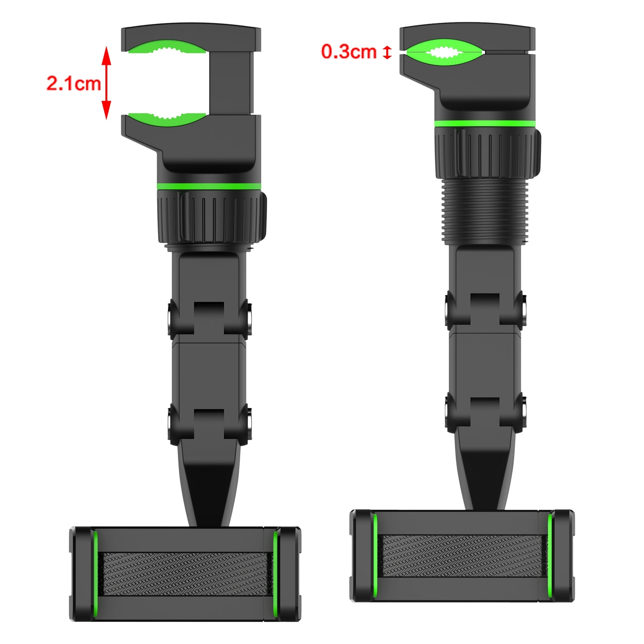Reguliuojamas automobilio galinio vaizdo veidrodėlio laikiklis išmaniajam telefonui
