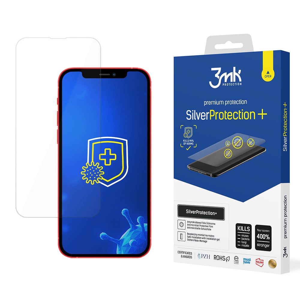 Antibakterinė ekrano apsauga iPhone 13 iš 3mk Silver Protection+ serijos