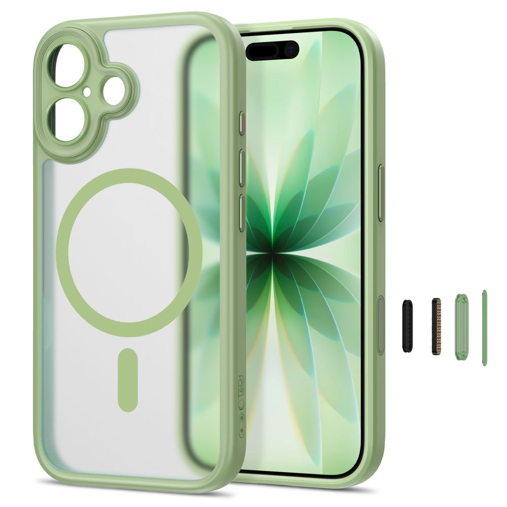 Dėklas Tech-Protect MagPeak MagSafe CC iPhone 17, Matte Sage (matinis žalias) -- iPhone 17
