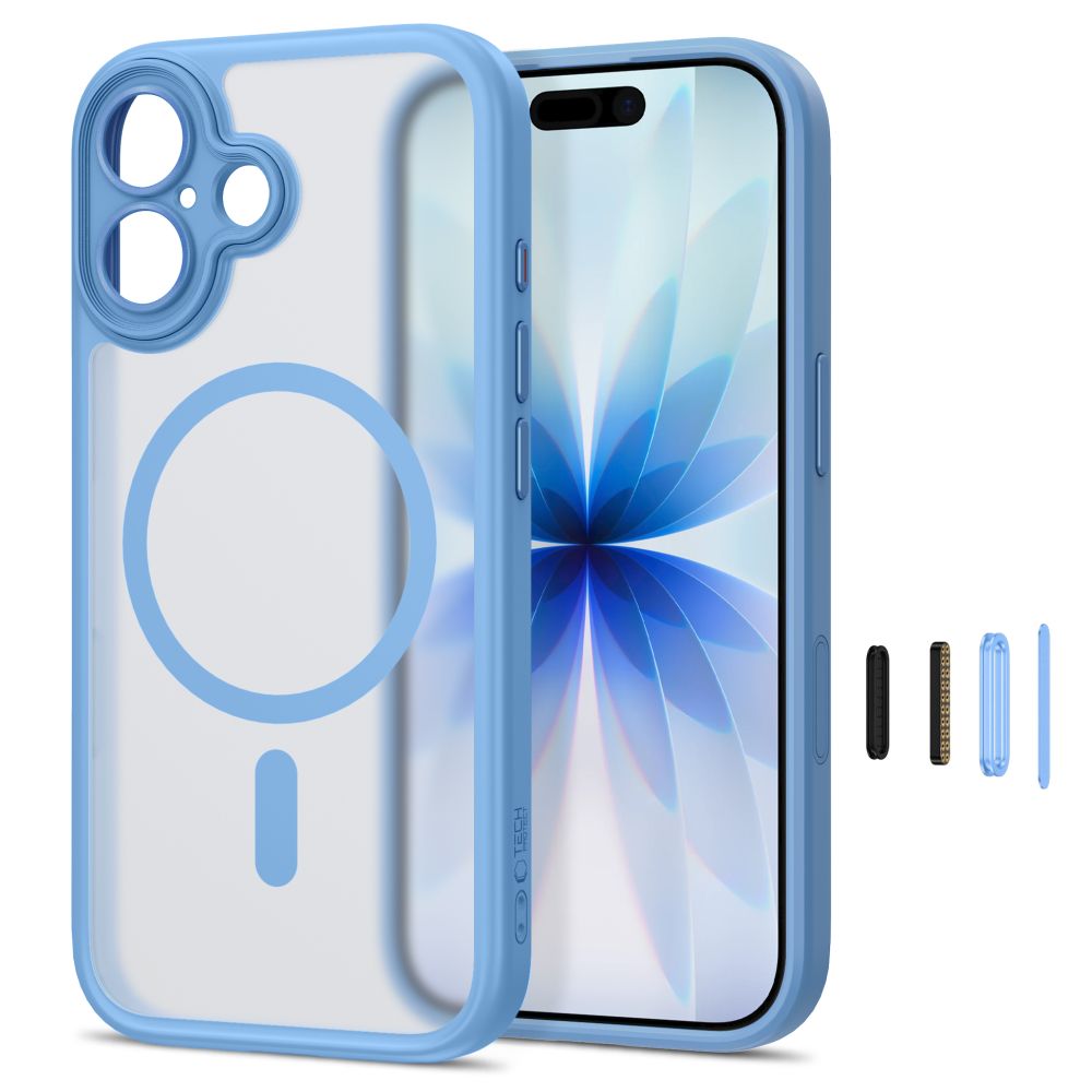 Dėklas Tech-Protect MagPeak MagSafe CC iPhone 17, Matte Mist Blue (matinis mėlynas) -- iPhone 17