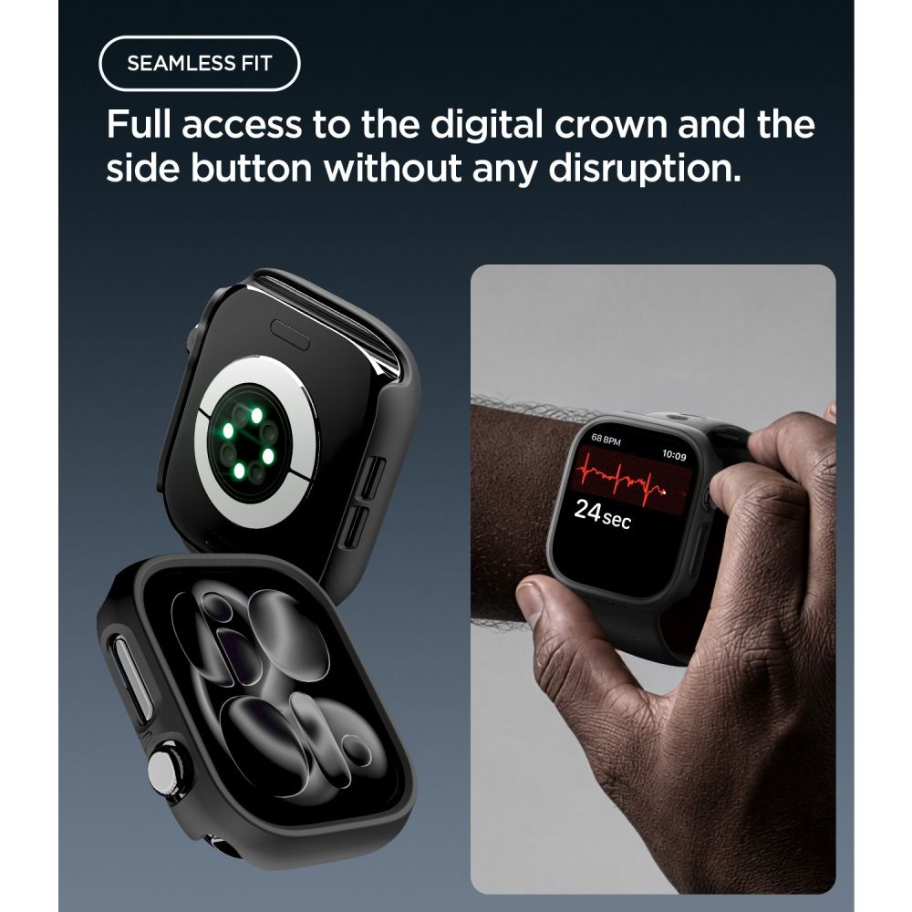 Dėklas Spigen Thin Fit Apple Watch 12 (46 mm), juodas -- Apple Watch 12 (46 mm)