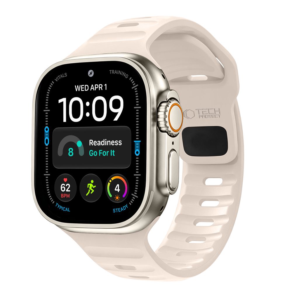 Dirželis Tech-Protect Silicone Line Apple Watch 8 / 9 / 10 / 11 / 12 / SE / Ultra (44 / 45 / 46 / 49 mm), smėlio -- Apple...