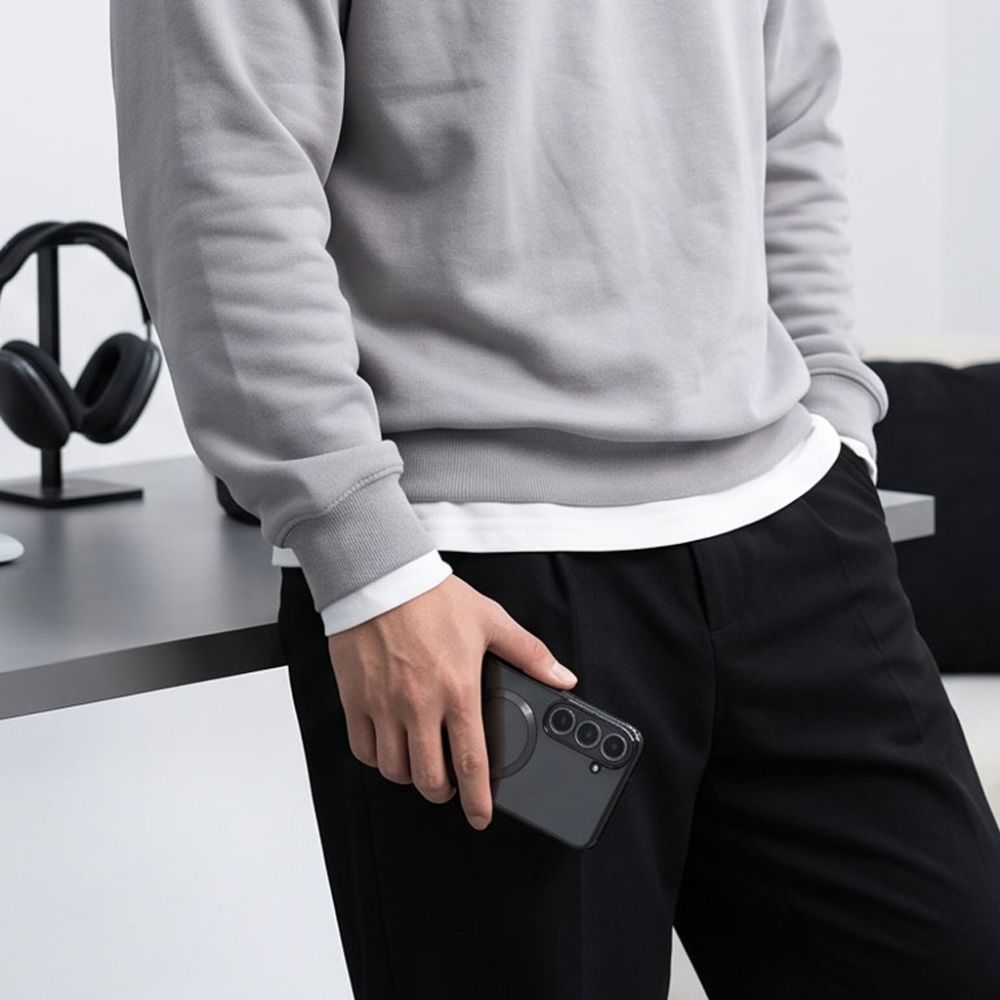 Dėklas Tech-Protect MagFlex MagSafe Galaxy S26 FE, blizgus juodas -- Galaxy S26 FE