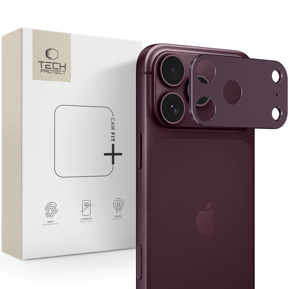 Kameros apsauginis stiklas Tech-Protect Camalloy Fit+ iPhone 18 Pro Max, bordo -- iPhone 18 Pro Max