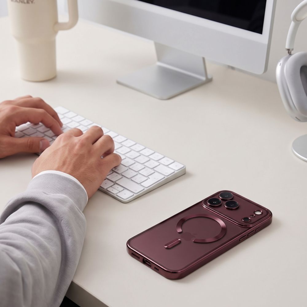 Dėklas Tech-Protect MagFlex MagSafe iPhone 17 Pro / 18 Pro, blizgios bordo spalvos -- iPhone 17 Pro, iPhone 18 Pro