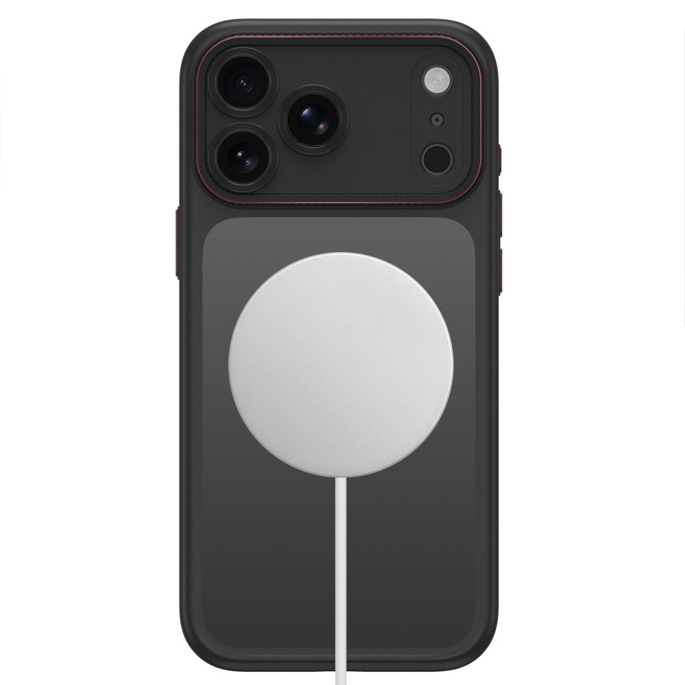 Dėklas Tech-Protect MagCam MagSafe Apple iPhone 17 Pro / 18 Pro, matinis juodas/raudonas -- iPhone 17 Pro, iPhone 18 Pro