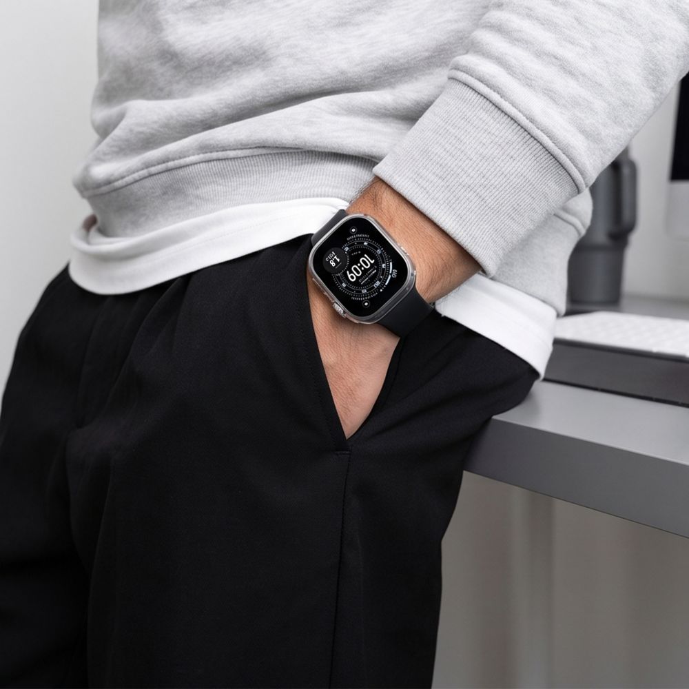 Dėklas Tech-Protect Defense Apple Watch Ultra 1 / 2 / 3 / 4 (49 mm), 2 vnt., juodas ir skaidrus -- Apple Watch Ultra 1...