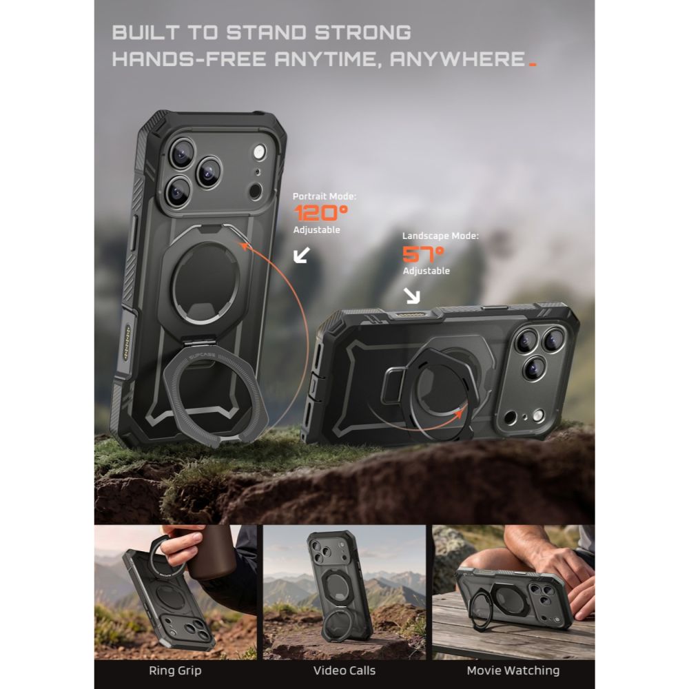 Dėklas Supcase Grip Pro Mag MagSafe iPhone 17 Pro Max / 18 Pro Max, juodas -- iPhone 17 Pro Max, iPhone 18 Pro Max