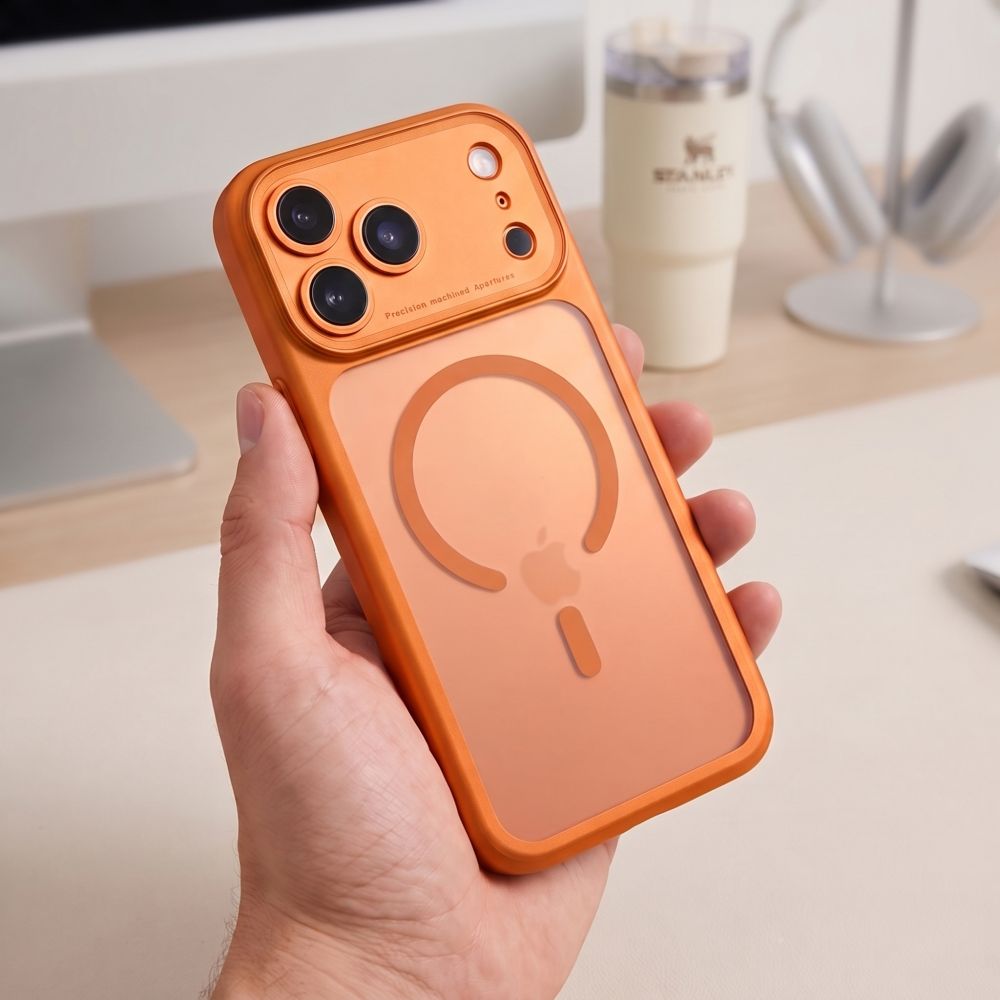 Dėklas Tech-Protect MagPeak MagSafe CC iPhone 17 Pro Max / 18 Pro Max, matinis kosminis oranžinis -- iPhone 17 Pro Max,...
