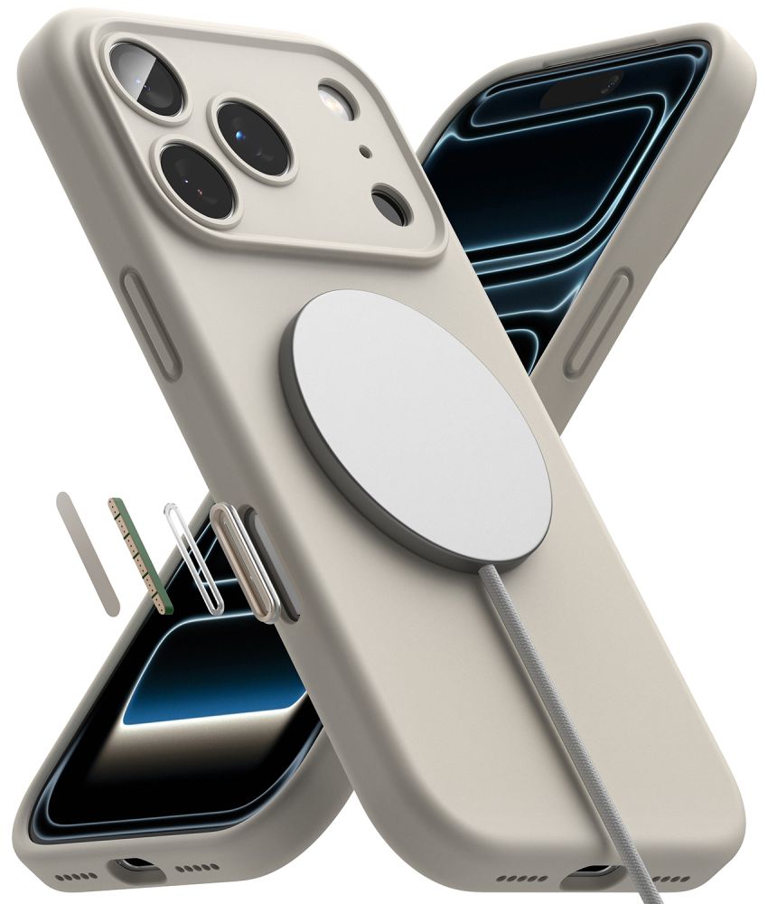 Dėklas Ringke Silicone Magnetic MagSafe iPhone 17 Pro / 18 Pro, akmeninis -- iPhone 17 Pro, iPhone 18 Pro