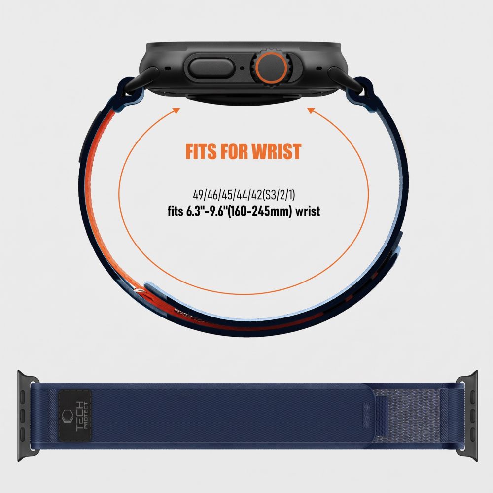 Dirželis Tech-Protect Nylon Elite Apple Watch 8 / 9 / 10 / 11 / 12 / SE / Ultra (44 / 45 / 46 / 49 mm), tamsiai...