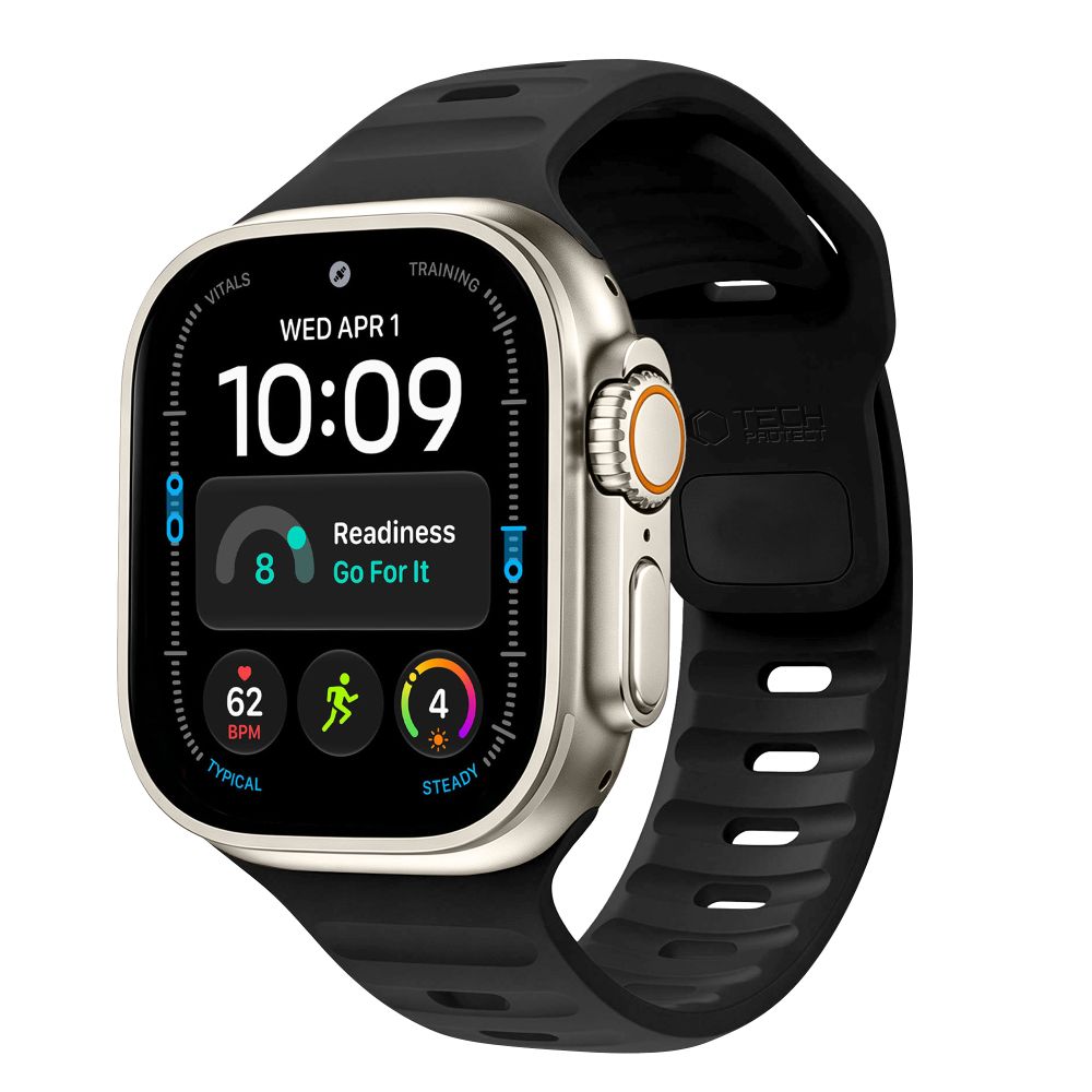 Dirželis Tech-Protect Silicone Line Apple Watch 8 / 9 / 10 / 11 / 12 / SE / Ultra (44 / 45 / 46 / 49 mm), juodas -- Apple...