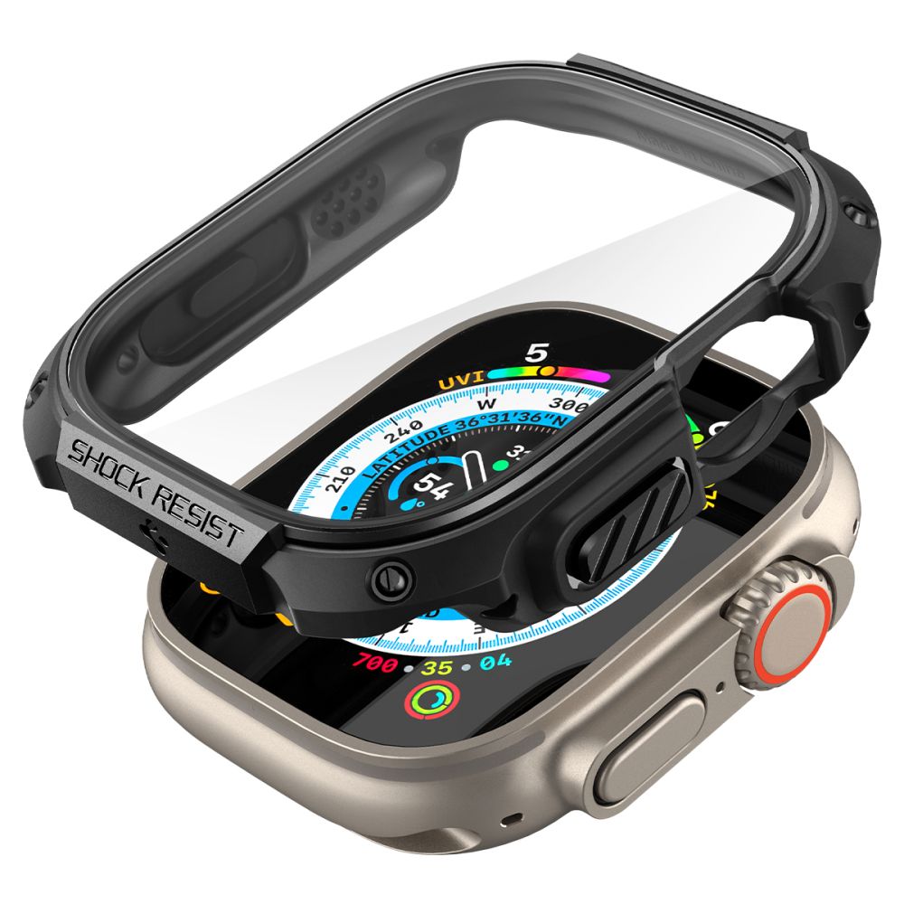Dėklas Spigen Tough Armor Apple Watch Ultra 1 / 2 (49 mm), juodas -- Apple Watch Ultra (49 mm), Apple Watch Ultra 2 (49 mm)