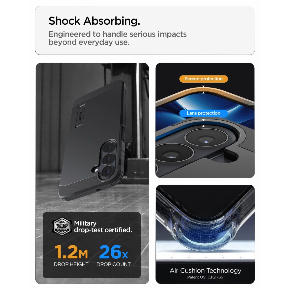 Dėklas Spigen Tough Armor Mag MagSafe Galaxy S25 FE / S26 FE, juodas -- Galaxy S25 FE, Galaxy S26 FE