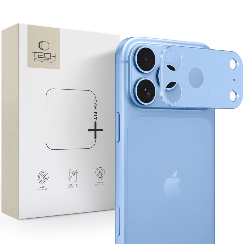 Kameros apsauginis stiklas Tech-Protect CamAlloy Fit+ iPhone 18 Pro Max, šviesiai mėlynas -- iPhone 18 Pro Max